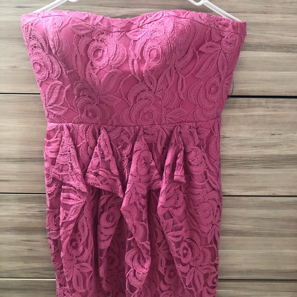 Pink lace mini dress